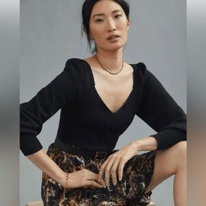 Anthropologie Sweetheart Puff-Sleeved Sweater Size XS